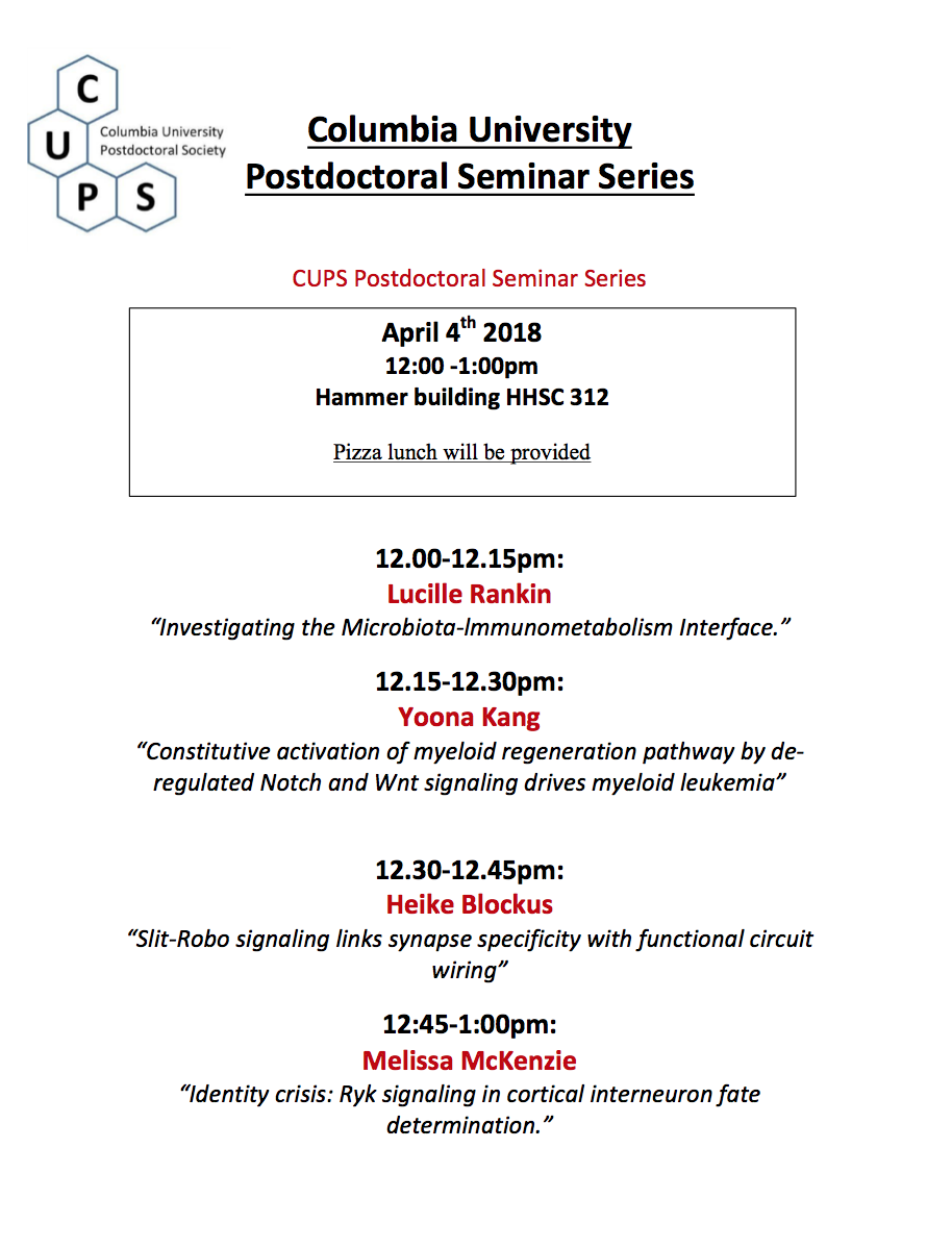 Postdoctoral Semianr Series I, April 2018 seminar-series-april-2018