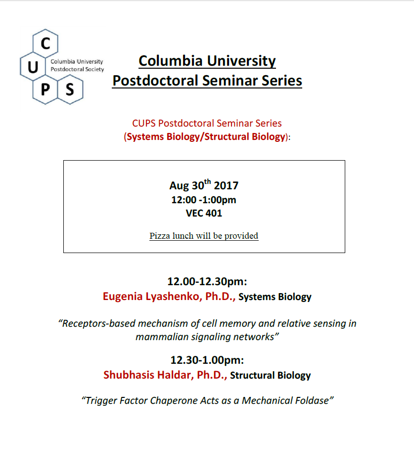 CUPS seminar series systems biology - sructural biology