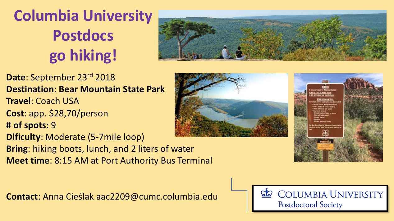 CUPS go hiking: Bear Mountain State Park columbia-postdocs-go-hiking-september-2018
