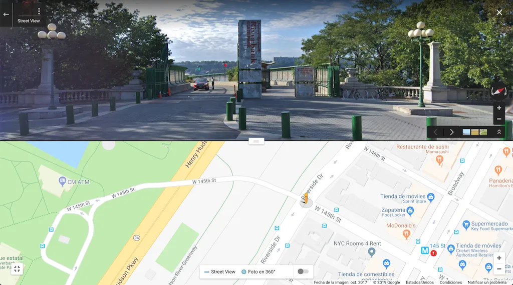 Park's entrance on Riverside Dr and 145th St