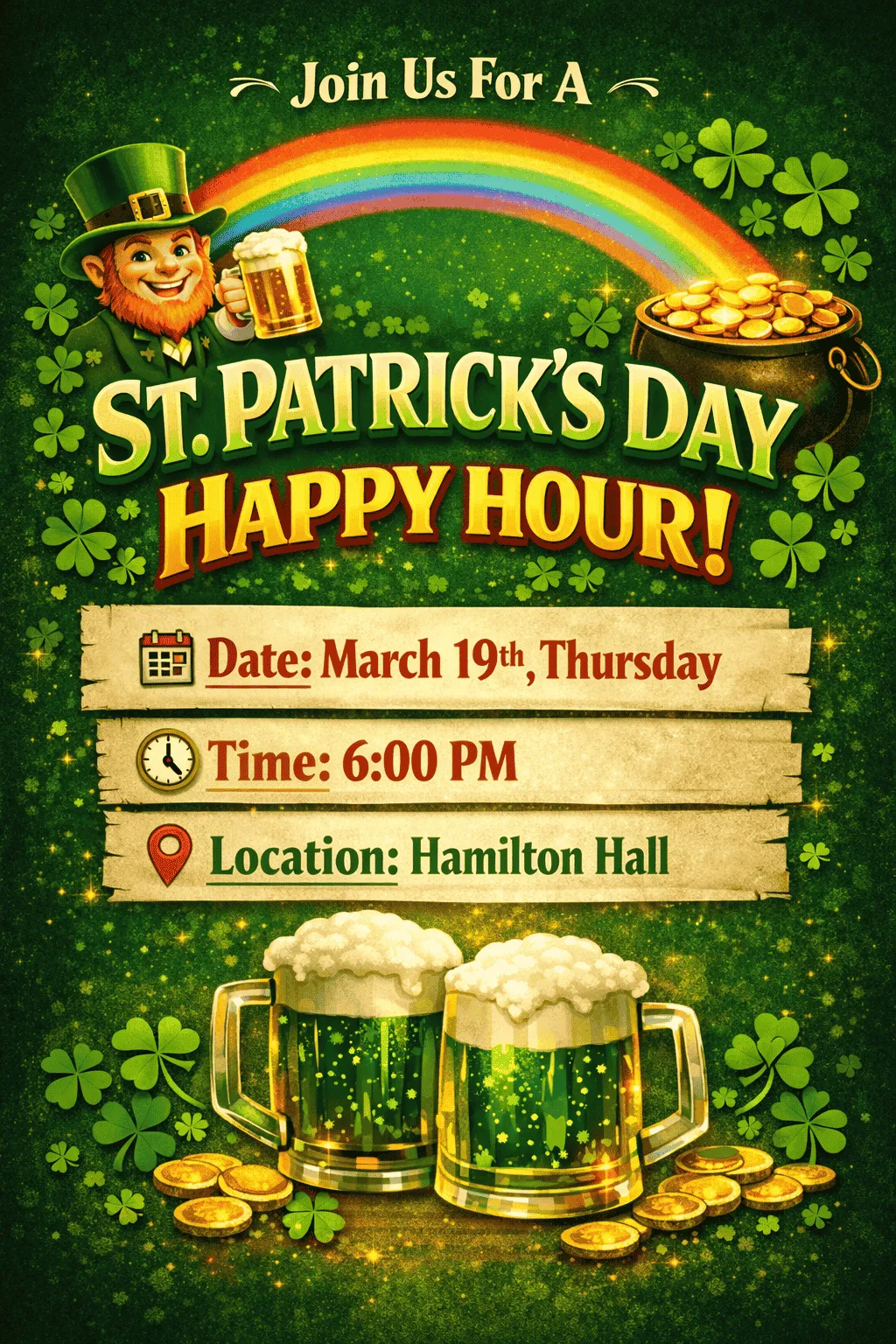 Join our Happy Hour, all in green!