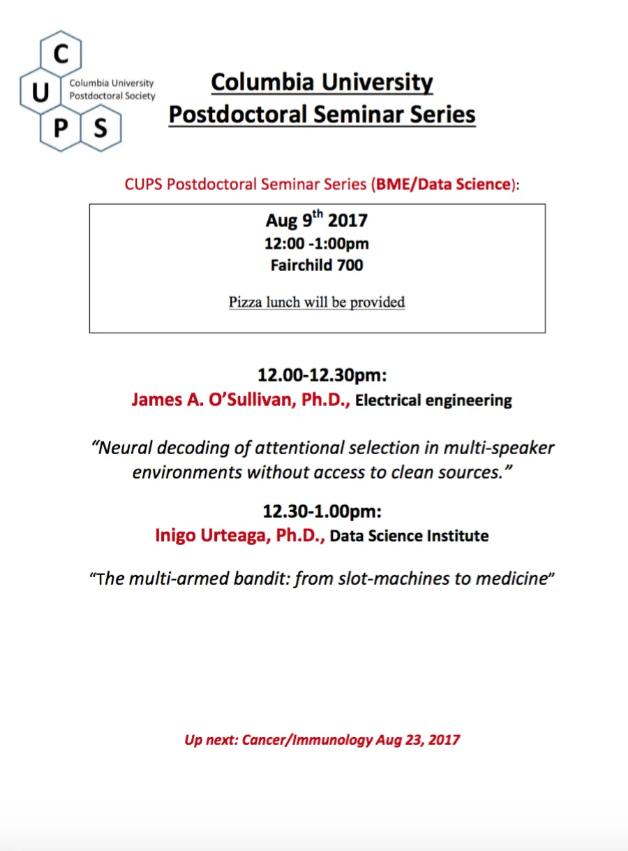 Columbia University Postdoctoral Seminar Series